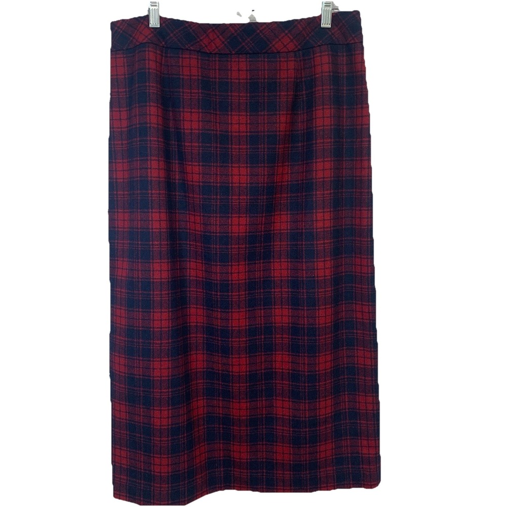Chadwicks Plaid Midi Skirt Wool Blend Lined SZ 12 Career Preppy‎ Office Business